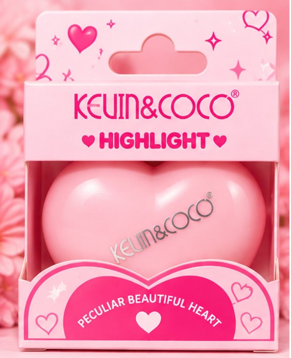 KEVIN&COCO Heart Highlighter Loose Powder KC010 5g with Mirror & Puff